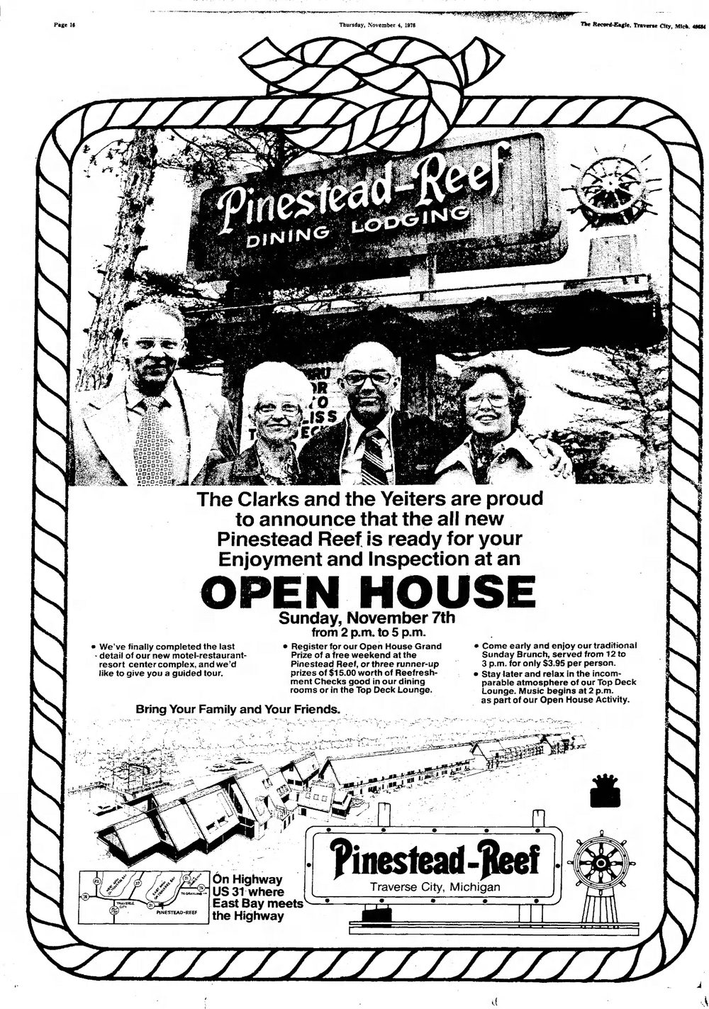 Pinestead Reef Resort (Reef Motel) - November 76 Announcement